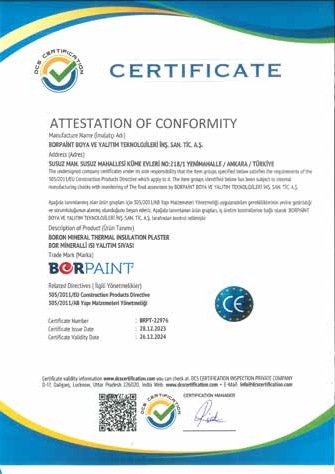 BORSTUCCO certificate of conformity